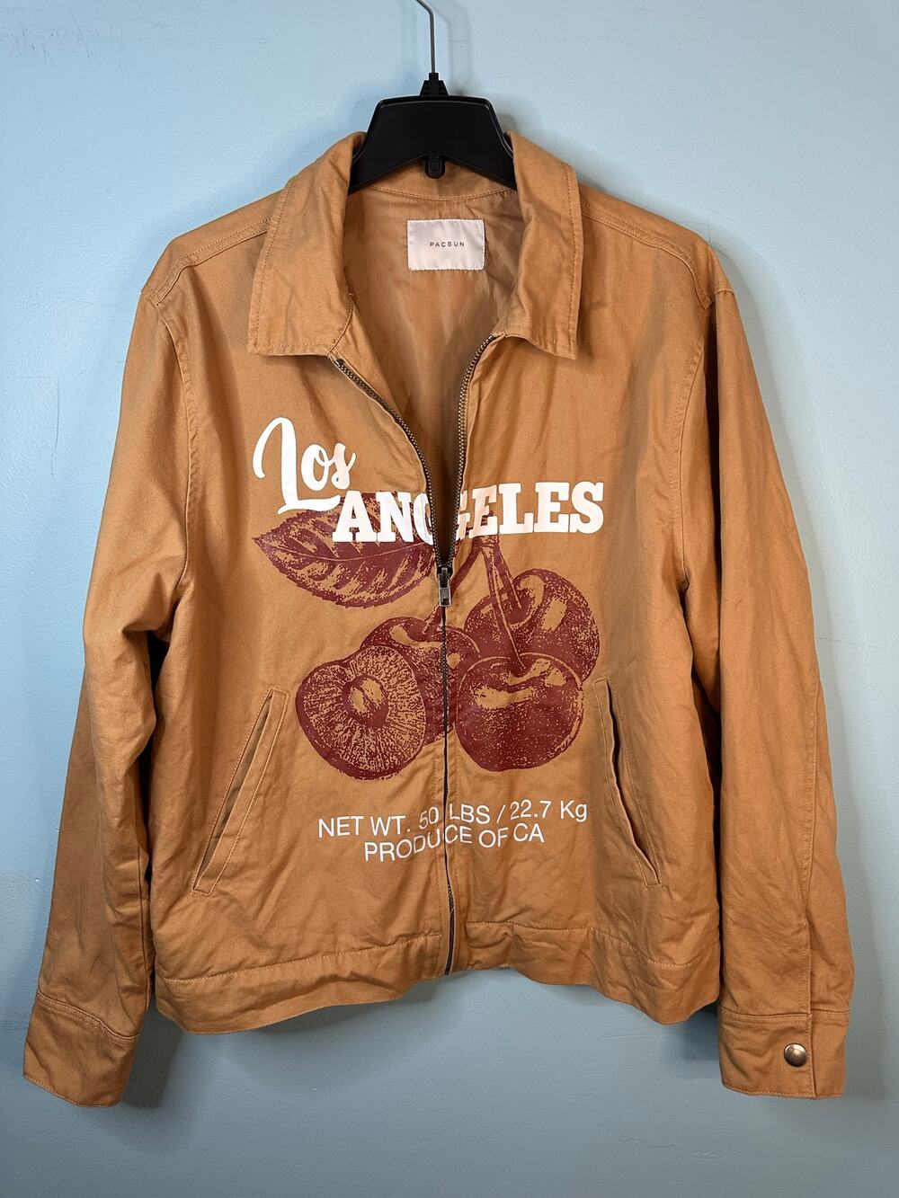 Pacsun Los Angeles Cherry Men's jacket Tan bomber chore barn coat Size Medium